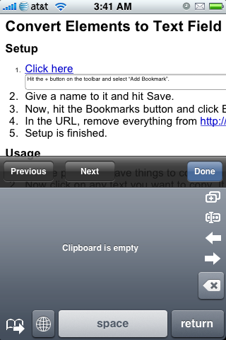 textarea Turning an area into a copyable field.