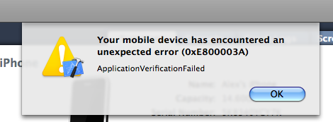 appverificationfailed ApplicationVerificationFailed