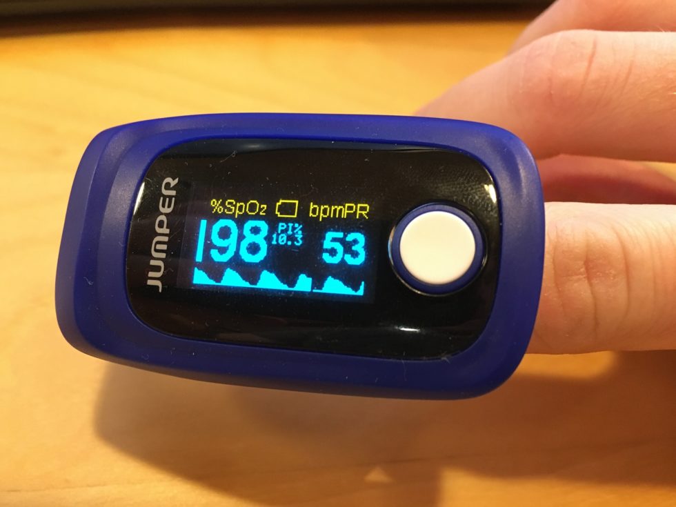 Pulse oximeter with live reading